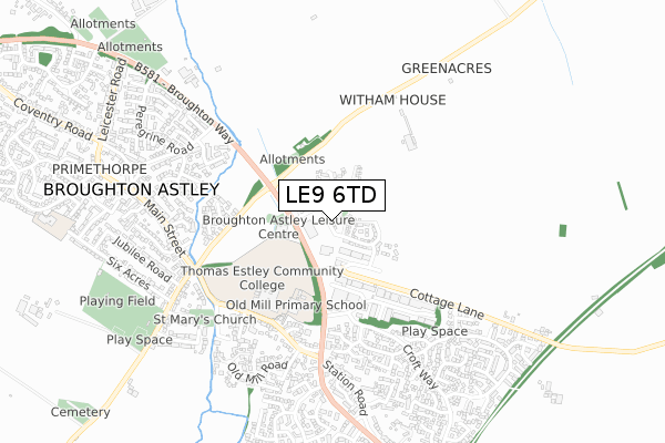 LE9 6TD map - small scale - OS Open Zoomstack (Ordnance Survey) LE9 6TD map - small scale - OS Open Zoomstack (Ordnance Survey)