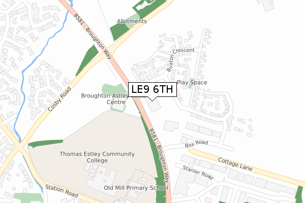 LE9 6TH map - large scale - OS Open Zoomstack (Ordnance Survey)