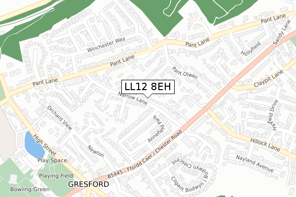 LL12 8EH map - large scale - OS Open Zoomstack (Ordnance Survey)