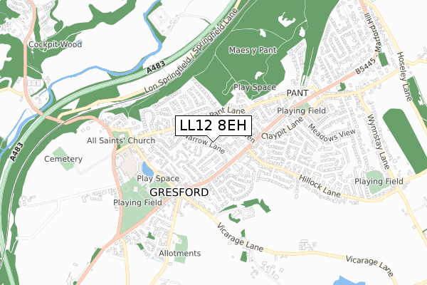 LL12 8EH map - small scale - OS Open Zoomstack (Ordnance Survey)