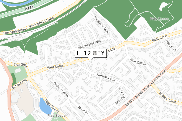 LL12 8EY map - large scale - OS Open Zoomstack (Ordnance Survey)