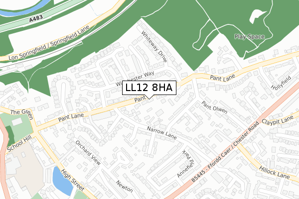 LL12 8HA map - large scale - OS Open Zoomstack (Ordnance Survey)