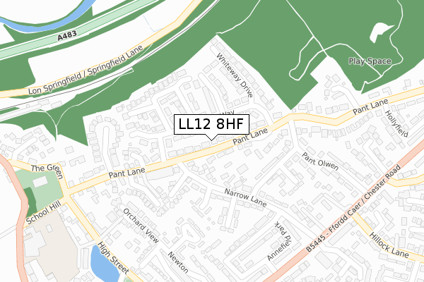 LL12 8HF map - large scale - OS Open Zoomstack (Ordnance Survey)