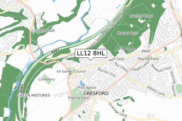 LL12 8HL map - small scale - OS Open Zoomstack (Ordnance Survey)