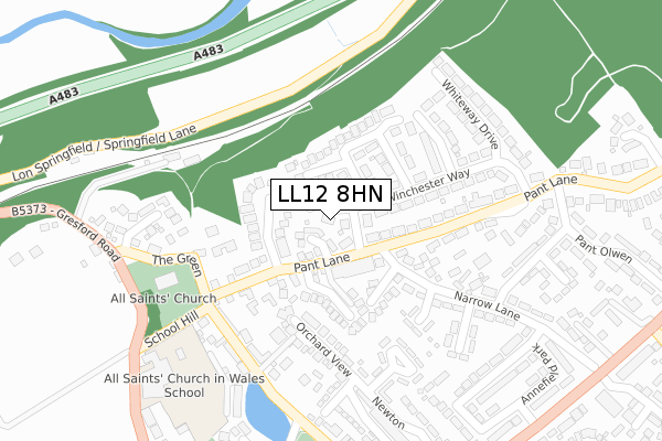 LL12 8HN map - large scale - OS Open Zoomstack (Ordnance Survey)