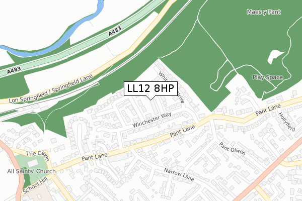 LL12 8HP map - large scale - OS Open Zoomstack (Ordnance Survey)