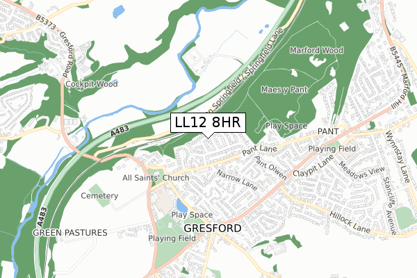 LL12 8HR map - small scale - OS Open Zoomstack (Ordnance Survey)
