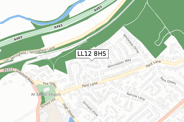 LL12 8HS map - large scale - OS Open Zoomstack (Ordnance Survey)