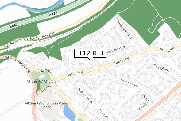 LL12 8HT map - large scale - OS Open Zoomstack (Ordnance Survey)