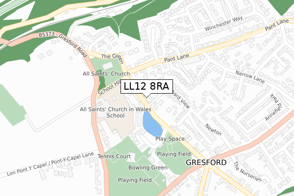 LL12 8RA map - large scale - OS Open Zoomstack (Ordnance Survey)