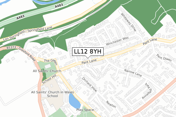 LL12 8YH map - large scale - OS Open Zoomstack (Ordnance Survey)