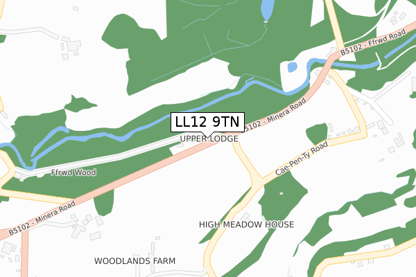 LL12 9TN map - large scale - OS Open Zoomstack (Ordnance Survey)