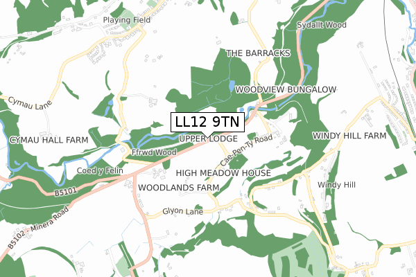 LL12 9TN map - small scale - OS Open Zoomstack (Ordnance Survey)