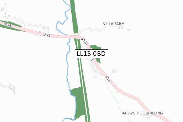 LL13 0BD map - large scale - OS Open Zoomstack (Ordnance Survey)