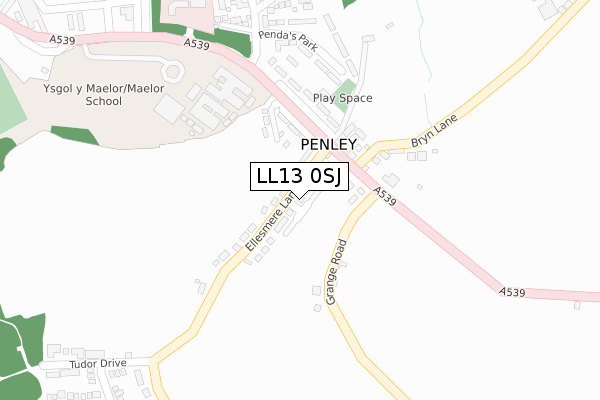 LL13 0SJ map - large scale - OS Open Zoomstack (Ordnance Survey)