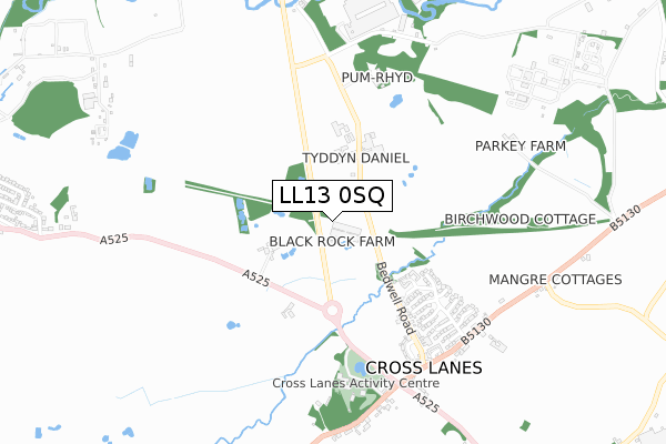 LL13 0SQ map - small scale - OS Open Zoomstack (Ordnance Survey)