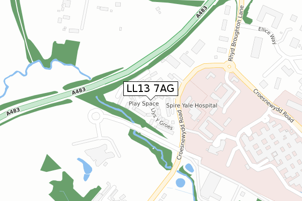 LL13 7AG map - large scale - OS Open Zoomstack (Ordnance Survey) LL13 7AG map - large scale - OS Open Zoomstack (Ordnance Survey)