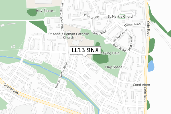LL13 9NX map - large scale - OS Open Zoomstack (Ordnance Survey) LL13 9NX map - large scale - OS Open Zoomstack (Ordnance Survey)