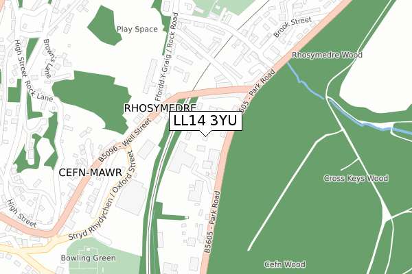 LL14 3YU map - large scale - OS Open Zoomstack (Ordnance Survey)