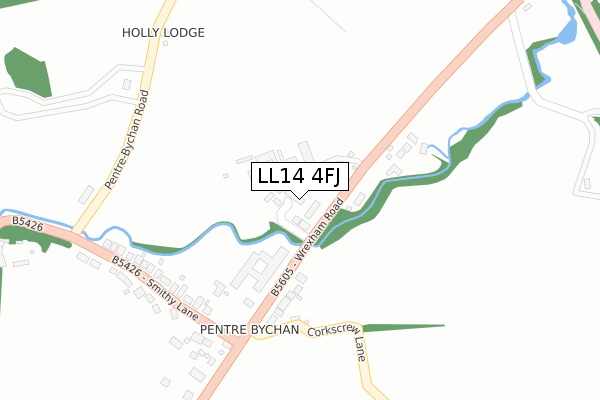 LL14 4FJ map - large scale - OS Open Zoomstack (Ordnance Survey)