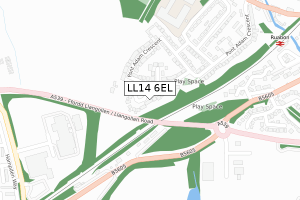 LL14 6EL map - large scale - OS Open Zoomstack (Ordnance Survey)