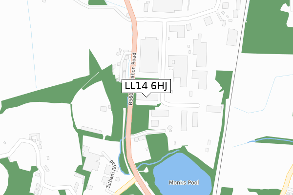 LL14 6HJ map - large scale - OS Open Zoomstack (Ordnance Survey)