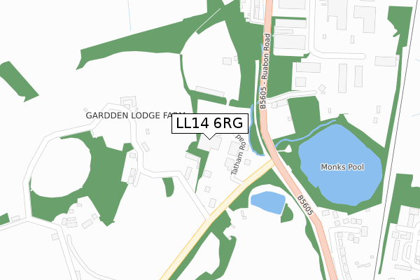 LL14 6RG map - large scale - OS Open Zoomstack (Ordnance Survey)