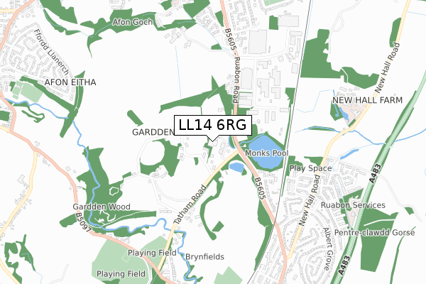 LL14 6RG map - small scale - OS Open Zoomstack (Ordnance Survey)