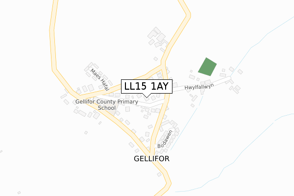LL15 1AY map - large scale - OS Open Zoomstack (Ordnance Survey)