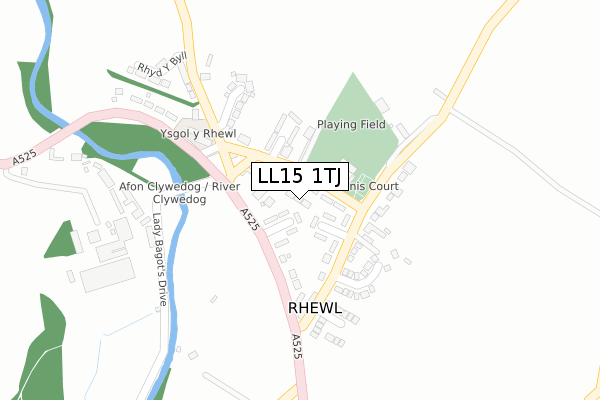 LL15 1TJ map - large scale - OS Open Zoomstack (Ordnance Survey) LL15 1TJ map - large scale - OS Open Zoomstack (Ordnance Survey)