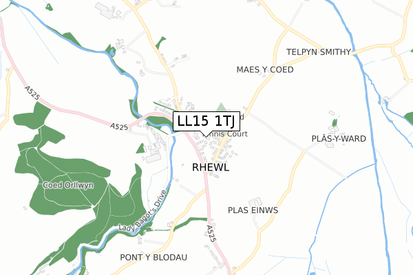 LL15 1TJ map - small scale - OS Open Zoomstack (Ordnance Survey) LL15 1TJ map - small scale - OS Open Zoomstack (Ordnance Survey)