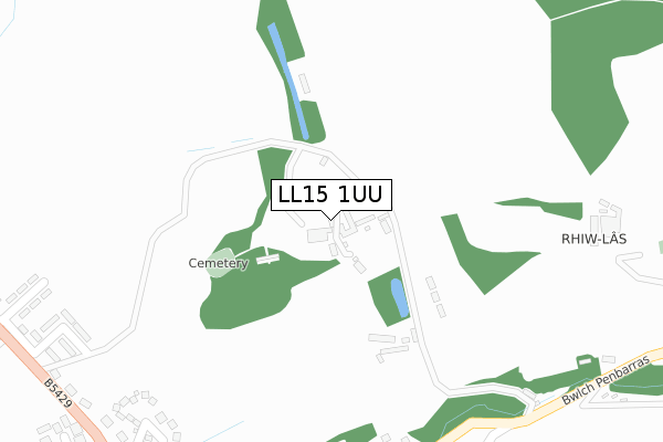 LL15 1UU map - large scale - OS Open Zoomstack (Ordnance Survey)