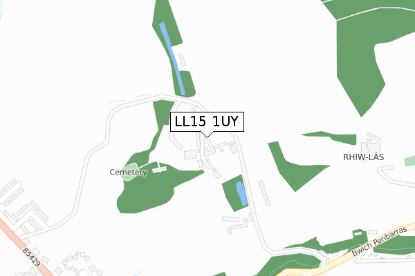 LL15 1UY map - large scale - OS Open Zoomstack (Ordnance Survey)