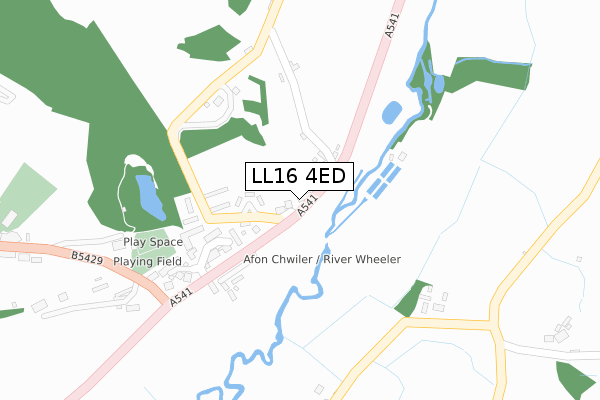 LL16 4ED map - large scale - OS Open Zoomstack (Ordnance Survey)