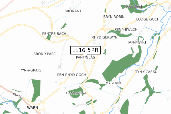 LL16 5PR map - small scale - OS Open Zoomstack (Ordnance Survey)