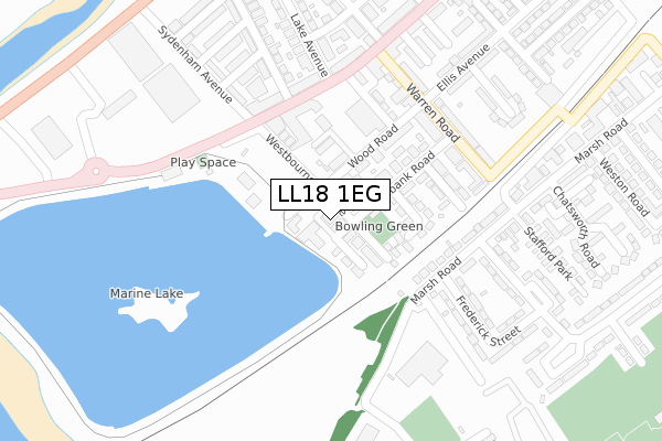 LL18 1EG map - large scale - OS Open Zoomstack (Ordnance Survey)