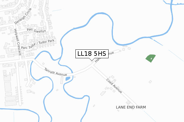 LL18 5HS map - large scale - OS Open Zoomstack (Ordnance Survey)