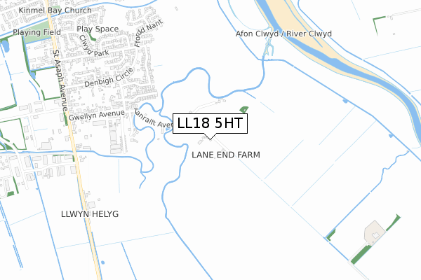 LL18 5HT map - small scale - OS Open Zoomstack (Ordnance Survey)