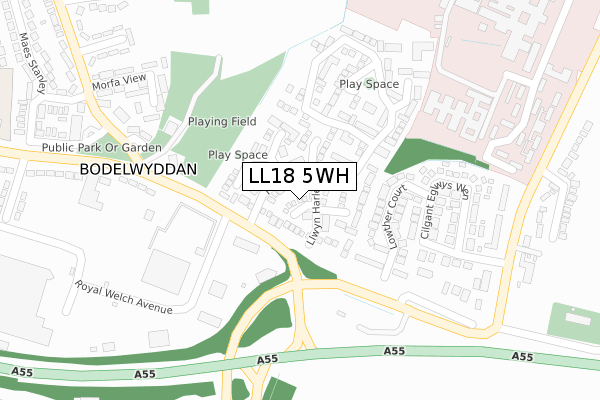 LL18 5WH map - large scale - OS Open Zoomstack (Ordnance Survey)