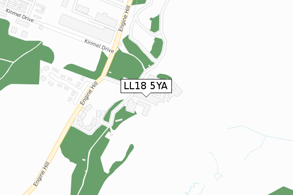 LL18 5YA map - large scale - OS Open Zoomstack (Ordnance Survey)