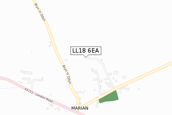 LL18 6EA map - large scale - OS Open Zoomstack (Ordnance Survey)