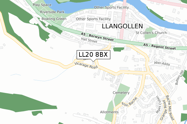 LL20 8BX map - large scale - OS Open Zoomstack (Ordnance Survey) LL20 8BX map - large scale - OS Open Zoomstack (Ordnance Survey)