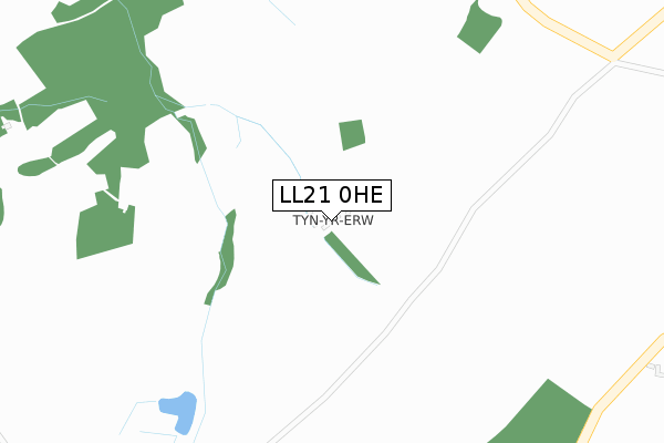 LL21 0HE map - large scale - OS Open Zoomstack (Ordnance Survey)