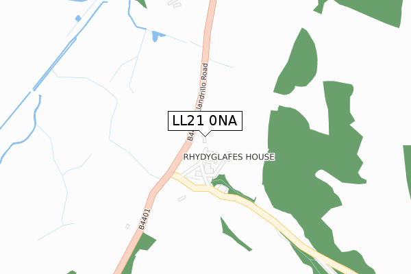 LL21 0NA map - large scale - OS Open Zoomstack (Ordnance Survey)