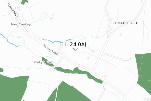 LL24 0AJ map - large scale - OS Open Zoomstack (Ordnance Survey)