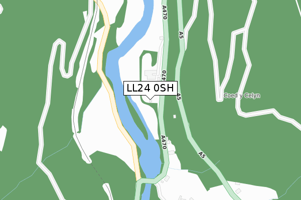 LL24 0SH map - large scale - OS Open Zoomstack (Ordnance Survey)