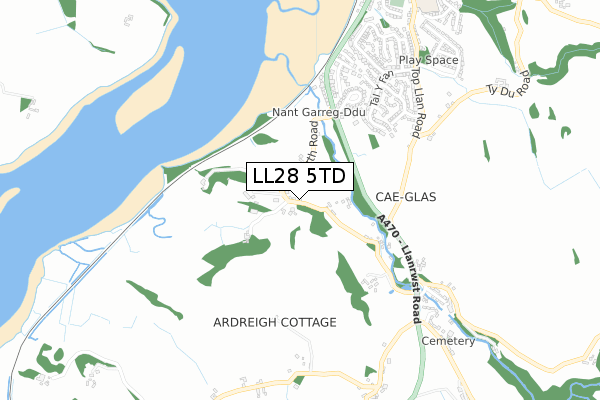 LL28 5TD map - small scale - OS Open Zoomstack (Ordnance Survey)