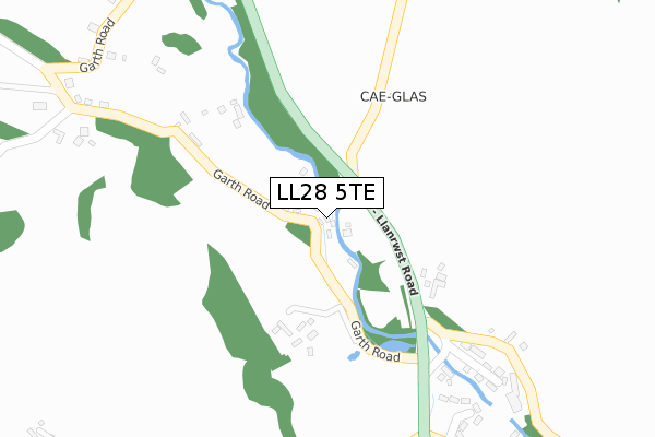 LL28 5TE map - large scale - OS Open Zoomstack (Ordnance Survey)