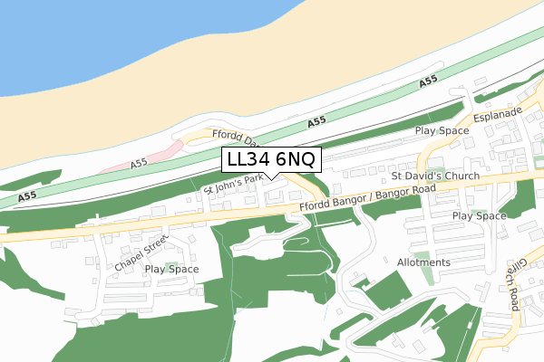 LL34 6NQ map - large scale - OS Open Zoomstack (Ordnance Survey)