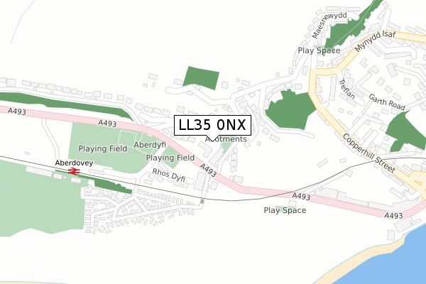 LL35 0NX map - large scale - OS Open Zoomstack (Ordnance Survey)